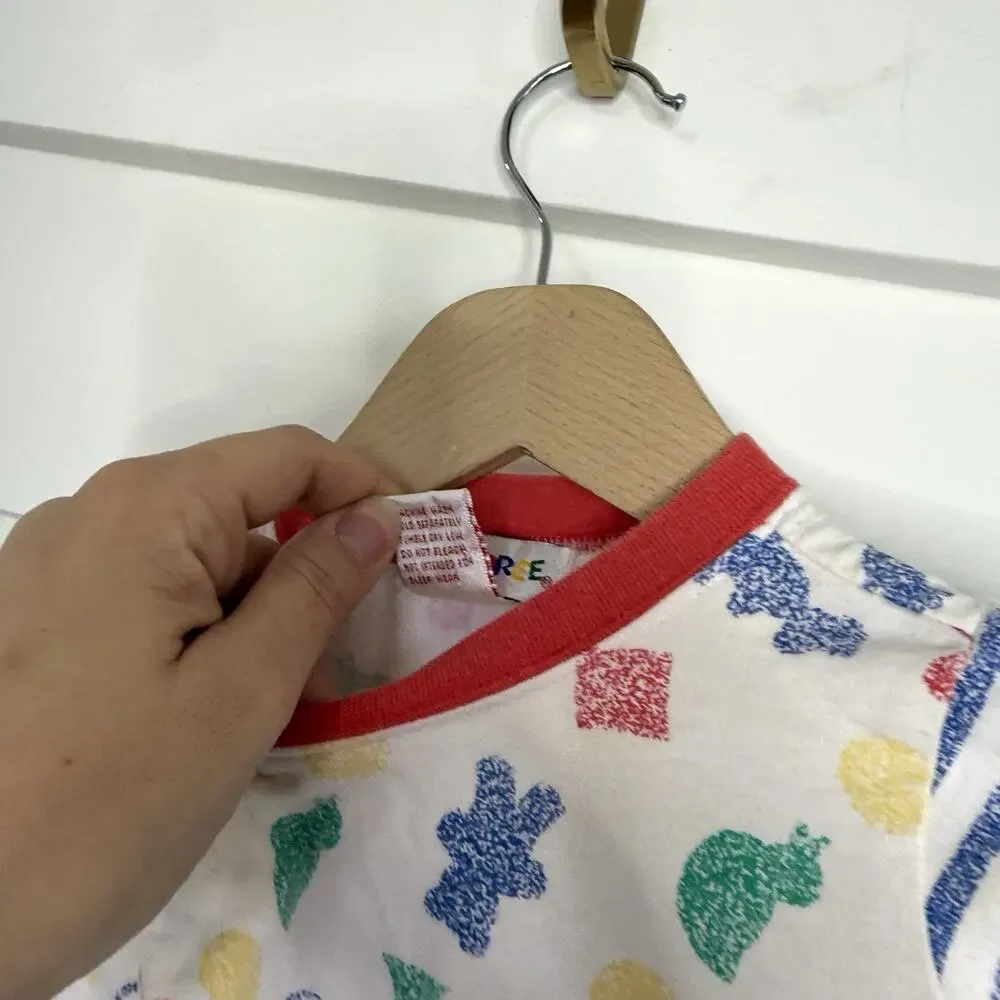 Gymboree Vintage 90's Snap Front Rainbow Animal Shape Short Slv Jumper Newborn